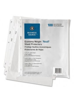 Business Source Top Loading Sheet Protector , BSN74447, Letter size, 2mil thickness, Semi clear, Pack of 100